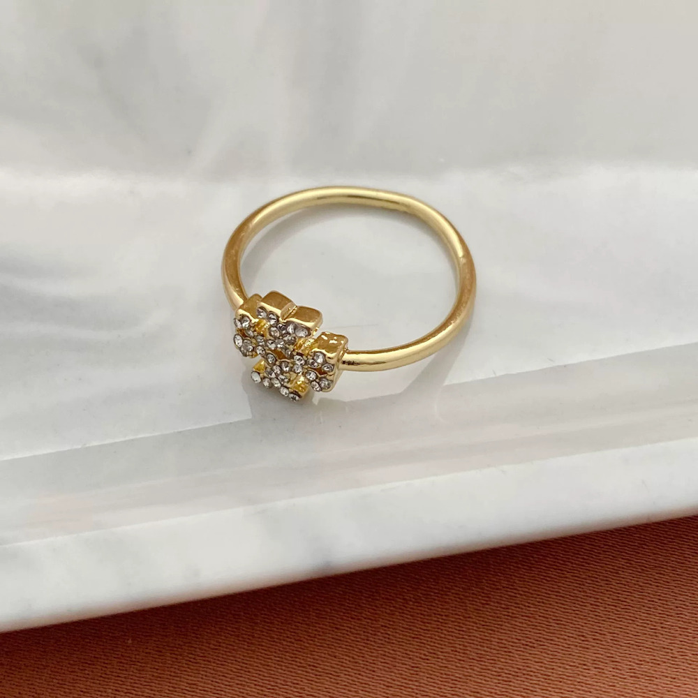 Tory Burch Rhinestone Letter Ring Metal Band